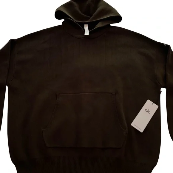 ALO YOGA | Mens | Scholar | Hooded Sweater | Espresso | Large | NWT - Picture 4 of 10